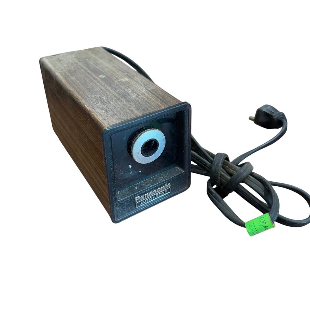 VTG Panasonic KP-77 Auto Stop Electric Pencil Sharpener Wood Grain Japan - Read